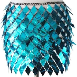 Teal Large Sequins Tassle Skirt/Bodychain